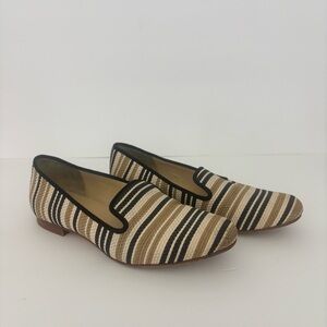 Cole Haan Sabrina Striped Woven Loafers Flats | Size 7 B Black & Tan
